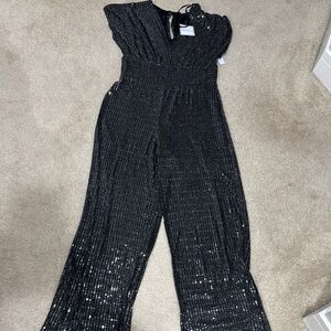 Black Jumpsuit with Textural Elements